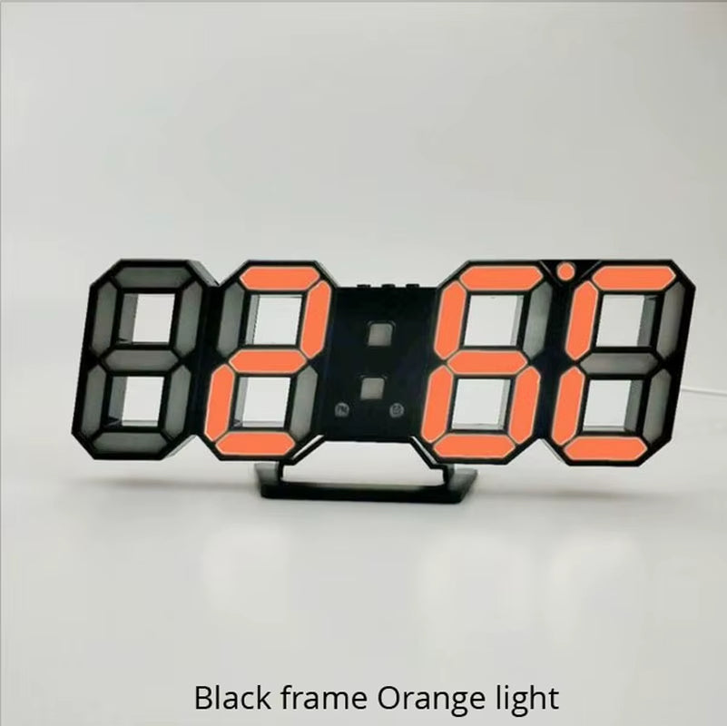 3D LED Wall Clock Modern Design Digital Table Clock Alarm Nightlight Saat Reloj De Pared Watch for Home Living Room Decoration