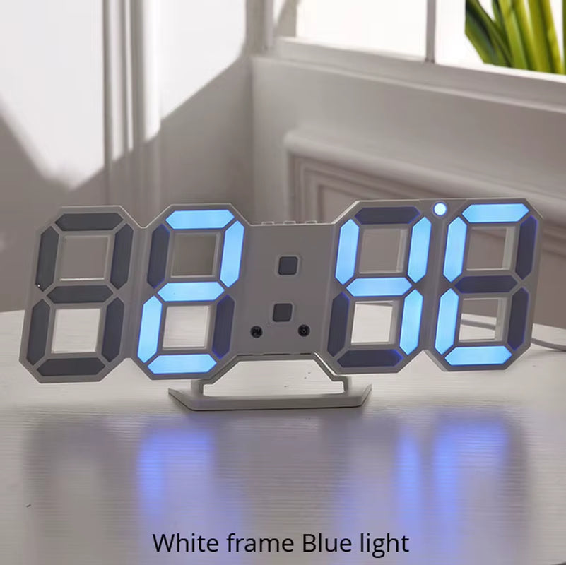 3D LED Wall Clock Modern Design Digital Table Clock Alarm Nightlight Saat Reloj De Pared Watch for Home Living Room Decoration